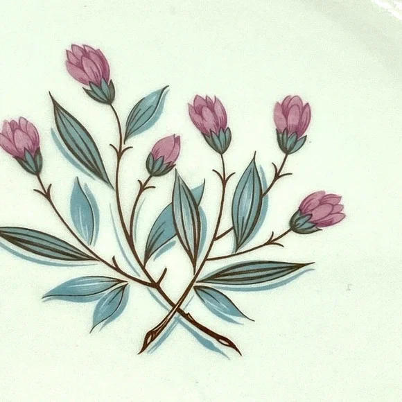 Four (4) Wedgwood England 1960's Pink Hope Floral Dinner Plates Mid Century